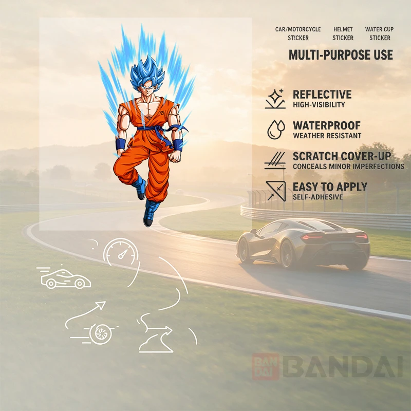 Action Anime Fighter Blue Hair Orange Suit Pose Car Stickers Vinyl Decal Waterproof Die Cut for Car Window Bumper Auto Decor