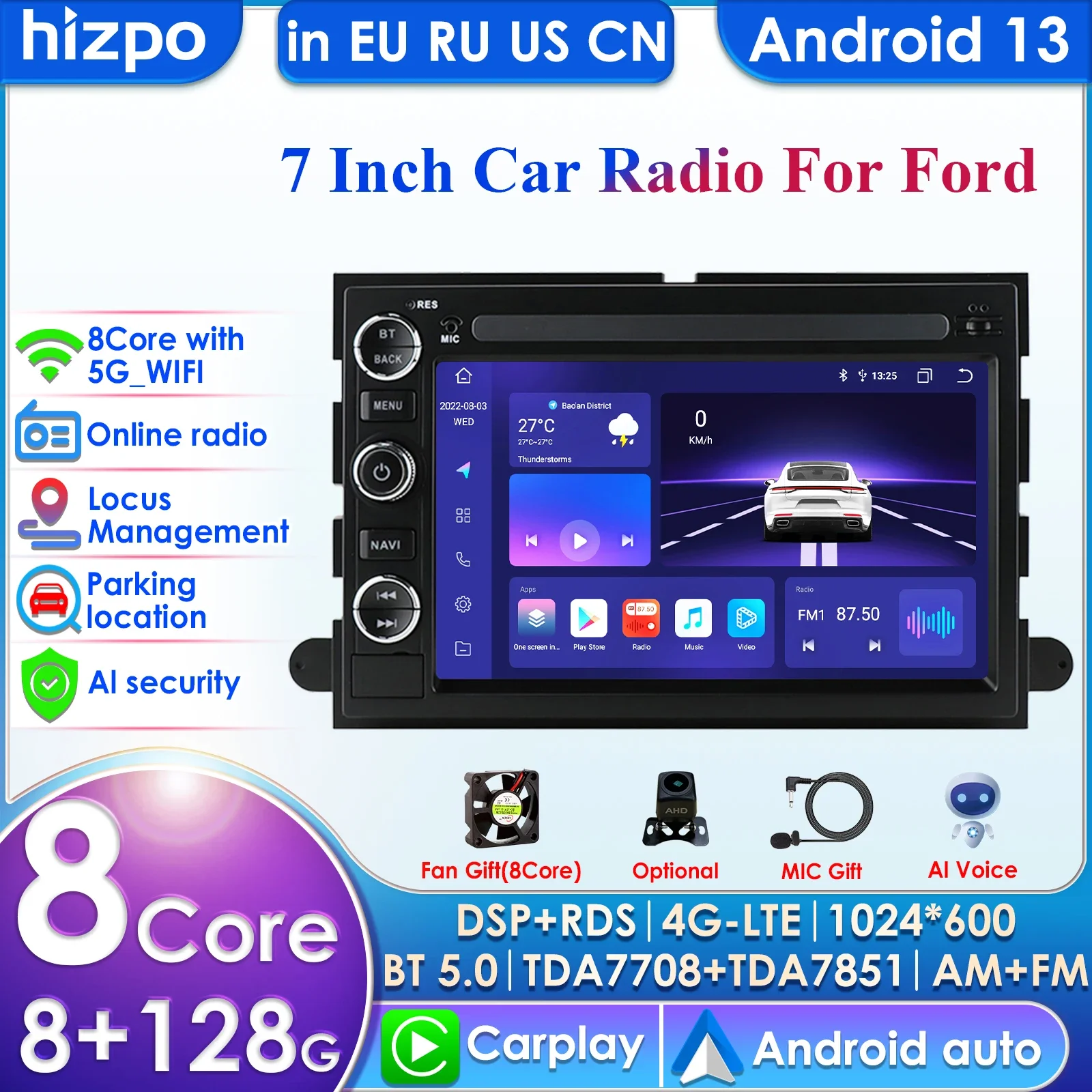 2din Android Autoradio for Ford F150 F250 F350 Mercury Lincoln Taurus Explorer Car Radio Multimedia Video Player GPS Carplay 4G