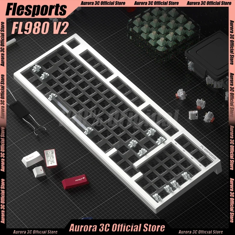 

Flesports Fl980 V2 Mechanical Keyboard Kit 97keys Wireless Bluetooth Keyboards Kits 3mode Custom Esport Hot-Swap Gamer Keyboard