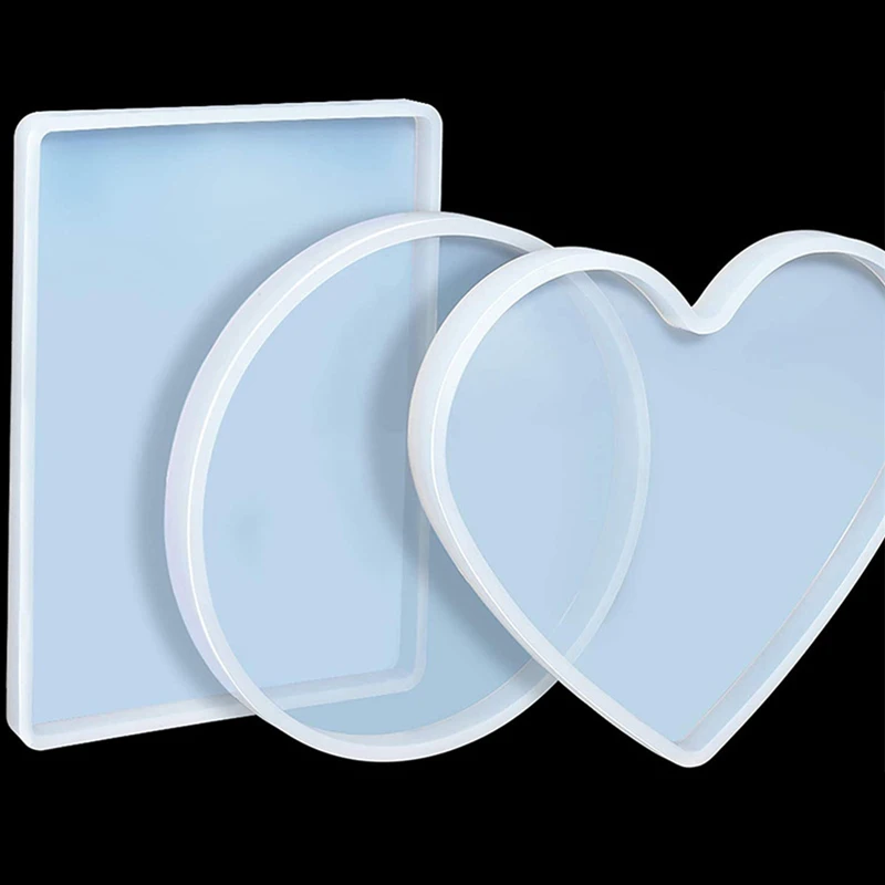 Various Size Coaster Resin Mold Round Square Rectangle Heart Silicone Mold for DIY Cup Mat Tray Craft Jewelry Making Accessories