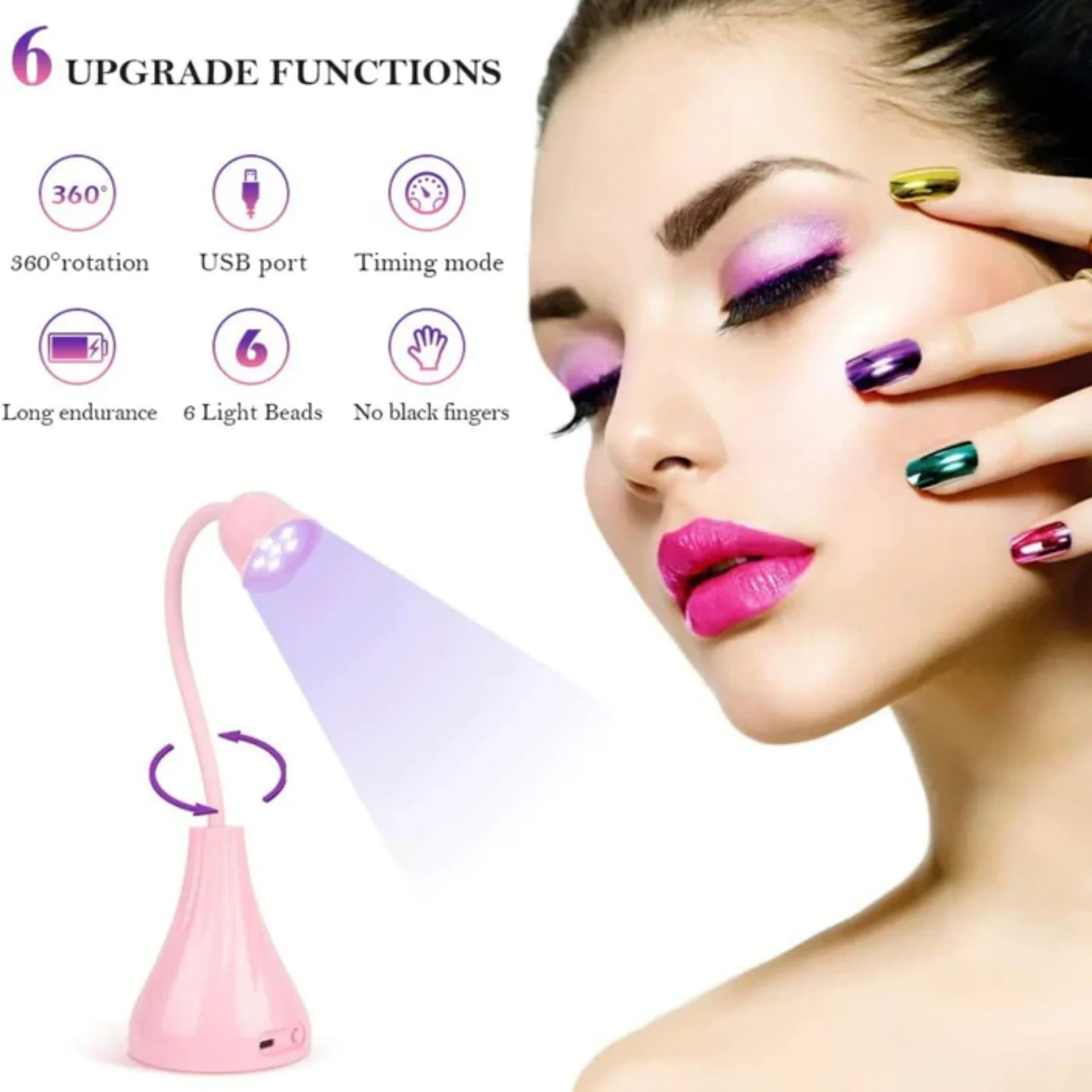 Mini lampe à ongles sans fil pour femme, sèche-lampe, séchage rapide, protection contre la surchauffe, lumière douce, vase conçu