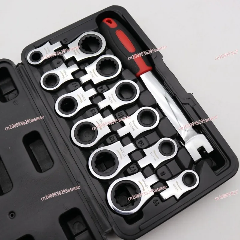 Portable 8/13Pcs Swivel Head Ratchet Wrench Kit, 180° Rotatable Gear Wrench for Automotive & Mechanical Repair