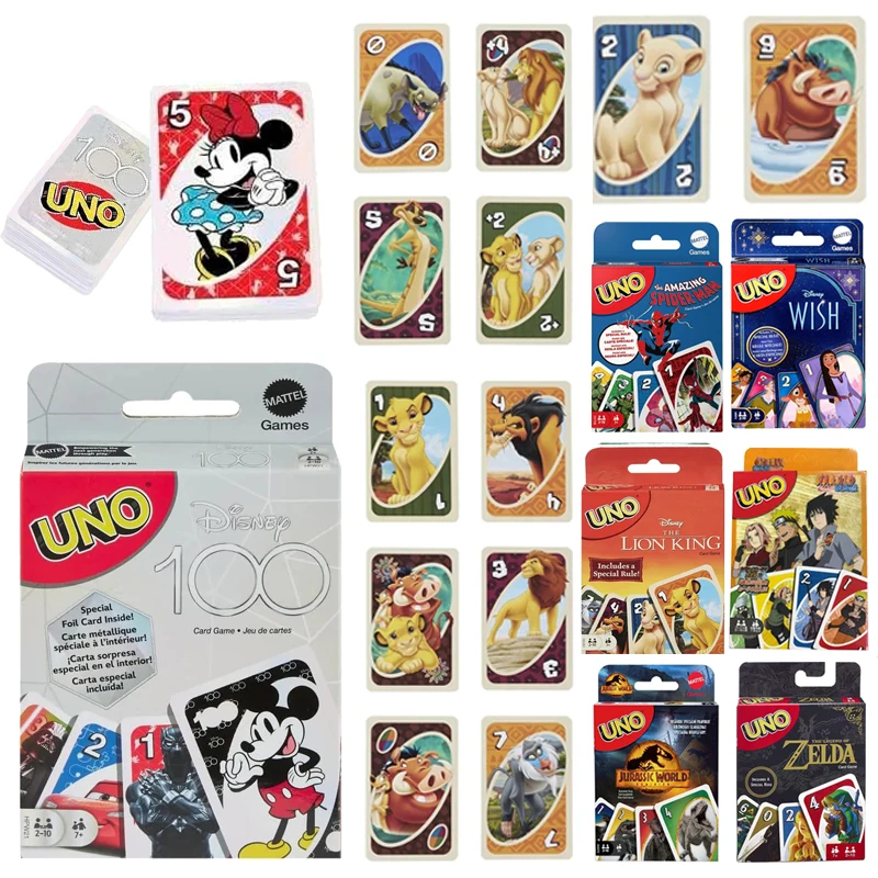 Mattel Games UNO Disney 100! Card Game Multiplayer UNO Card Game Family Party Games Toys Kids Toy Playing Cards