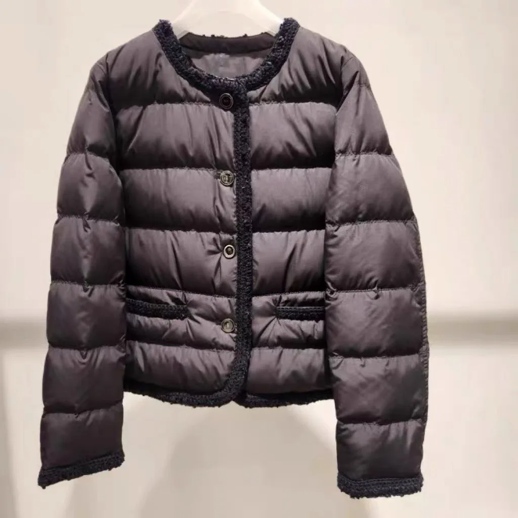 

Lemon Cheese High Quali Winter Faion round Ne Thiened ort Sle Women's down Jaet Straight Cut Commute Sle