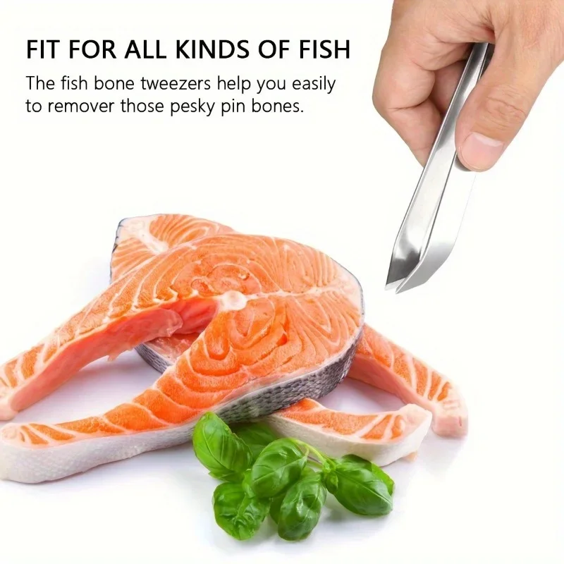 2pcs Stainless Steel Kitchen Tweezers - Durable Food-Safe Tool - Versatile Garlic Peeler & Fish Bone Remover for Home