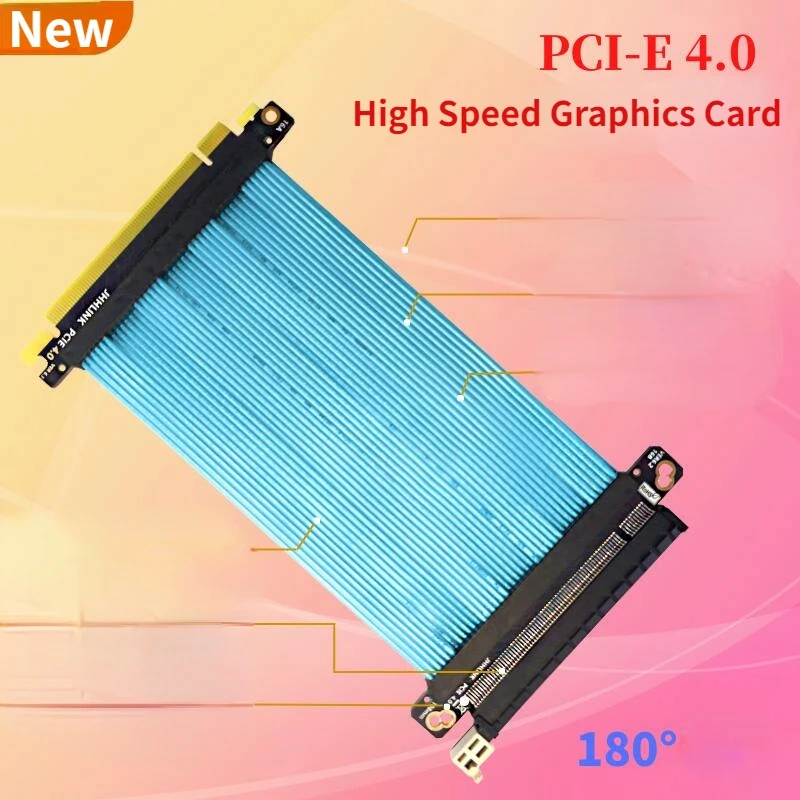 

Silver-Plated GPU Gen4 PCI Express 16x Flexible Riser Cable 4.0 x16 High Speed Shielded Extender Port Adapter For Chassis Server