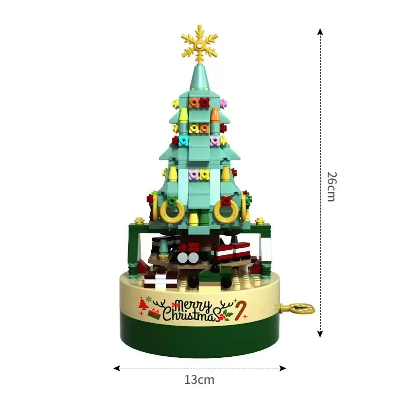 JAKI Christmas Music Box Desktop Ornament Building Blocks Tree Model Assembly Toy Children's Holiday Toy Gift