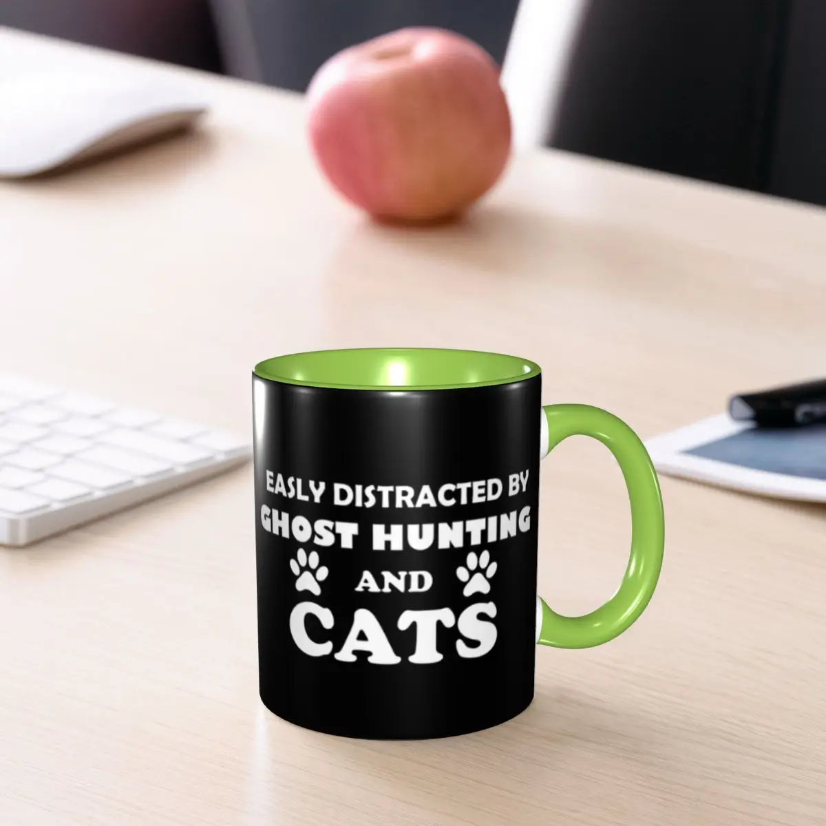 Easily Distracted By Ghost Hunting And Cats Mug Funny Ceramic Coffee Cups Tea Mugs Milk Cup Drinkware Gifts for Woman Man