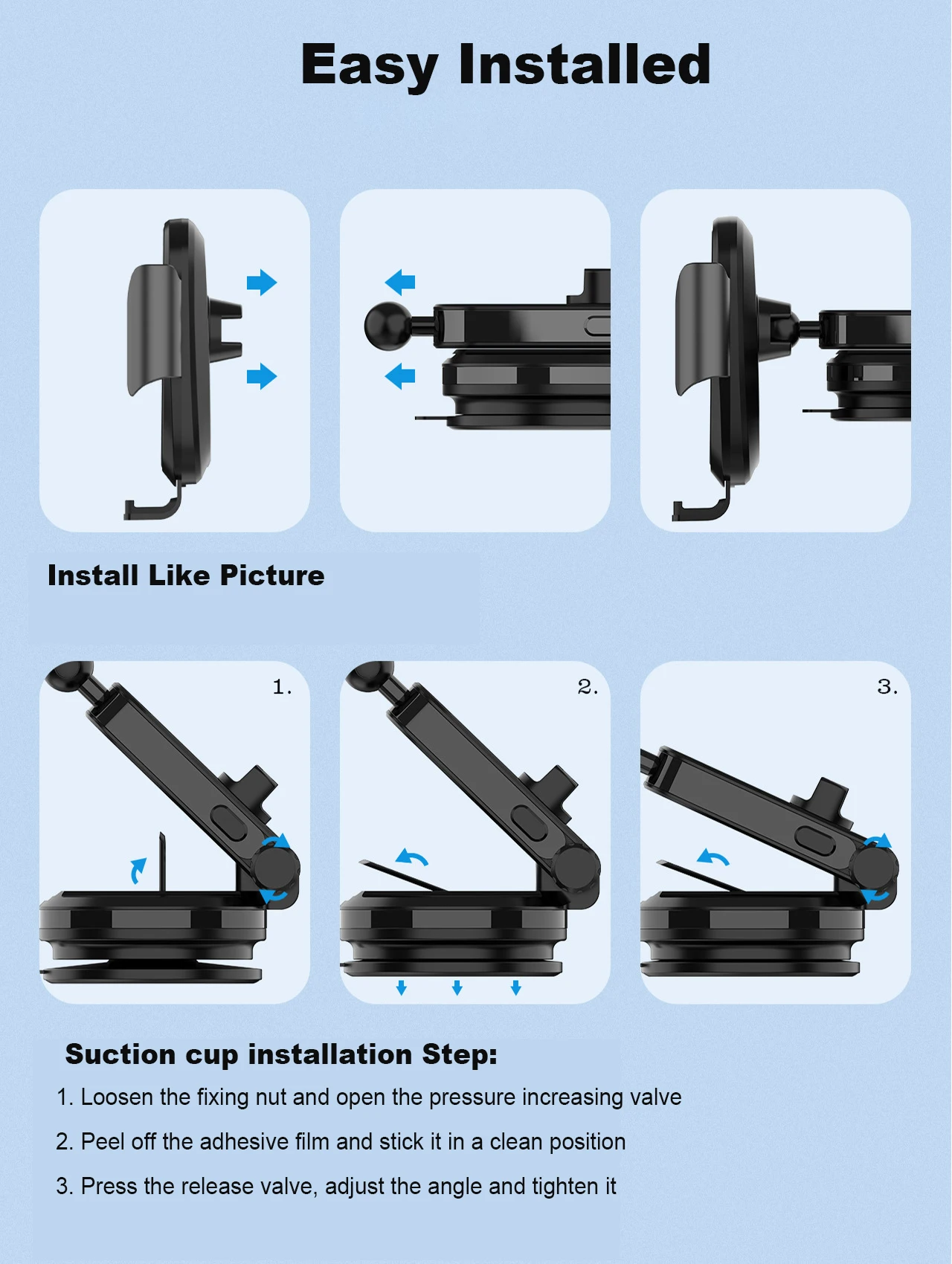 15W car phone holder wireless charging suction cup car holder phone holder automatic locking, firm and not shaking