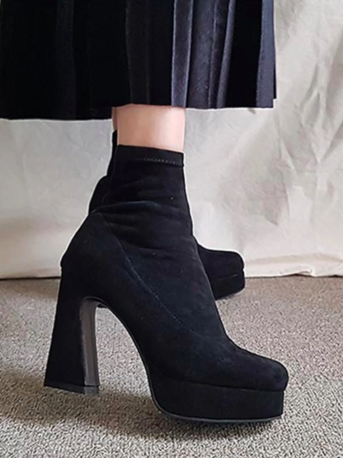 

Faionable Modern High Heel ort Boots Dongda Gate Women's oes Waterproof Platform ow off Ultra High Heels round Toe Boots