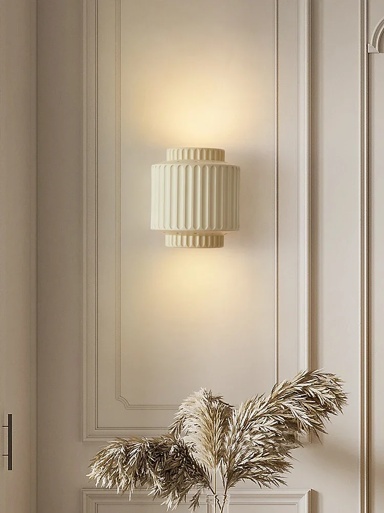 Minimalist bedside lamp, bedroom, cream style lighting fixture, living room, corridor, background wall lighting decoration