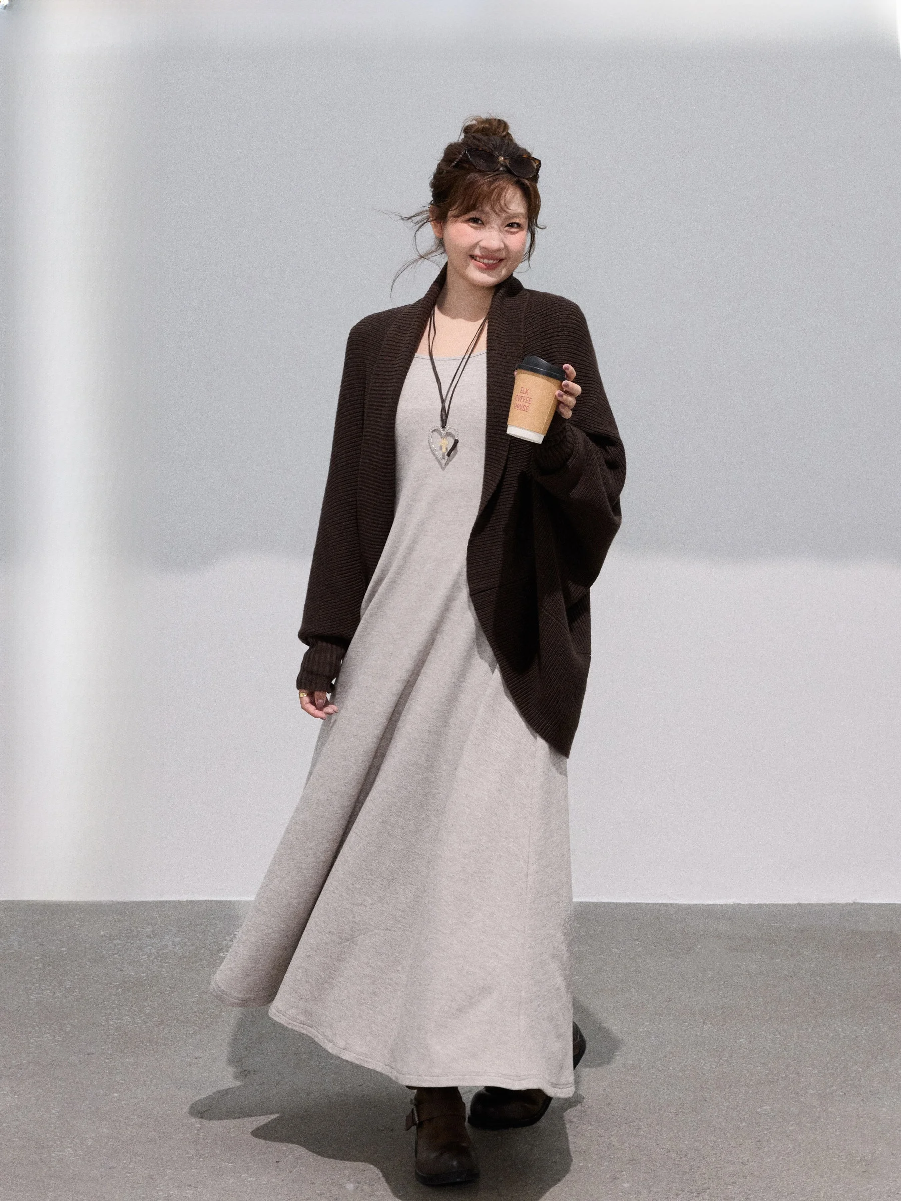 

Комплект JULULOOK Studio California Art Society: Уютный свободный кардиган и свитер с длинными рукавами больших размеров