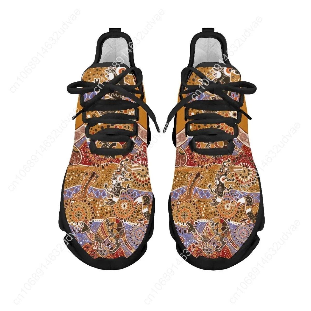 Australia Aboriginal Lizard Indigenous Art Design Sneakers Casual Mesh Swing Shoes Women's Outdoor Lace-up Tennis