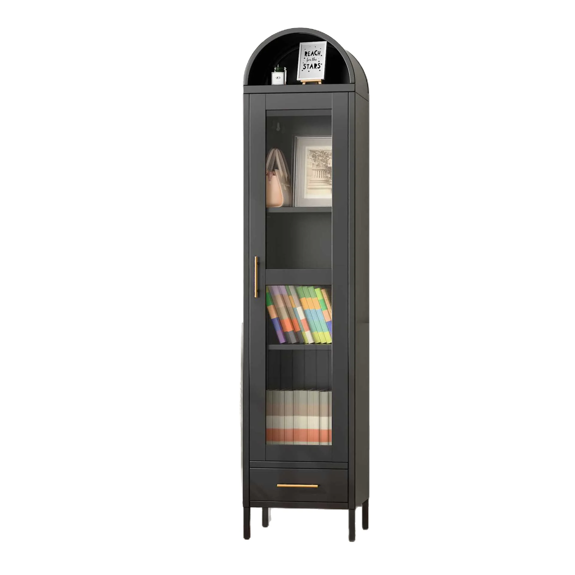 

Steel bookcase storage cabinet kitchen rack floor-to-ceiling multi-functional cabinet with door