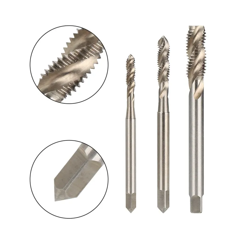 XCAN DIN371 Machine Tap Reinforced Shank M3/M4/M5/M6/M8/M10/M12/M14 Spiral Groove Metric Screw Tap Thread Tap Drill Hand Tools