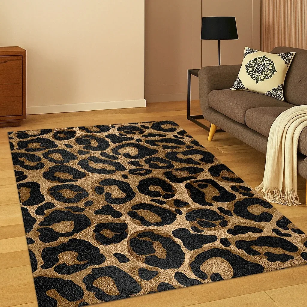 

Leopard-print Living Room Carpet Bedroom Area Rug Anti-slip Floor Mat Study Room Ground Mat Easy To Clean Soft Carpets Gift