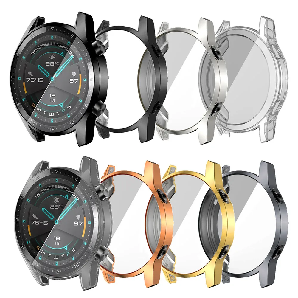 TPU Protective Case For Huawei Watch GT2 46mm Full Screen Protector Shell Frame Bumper Cover