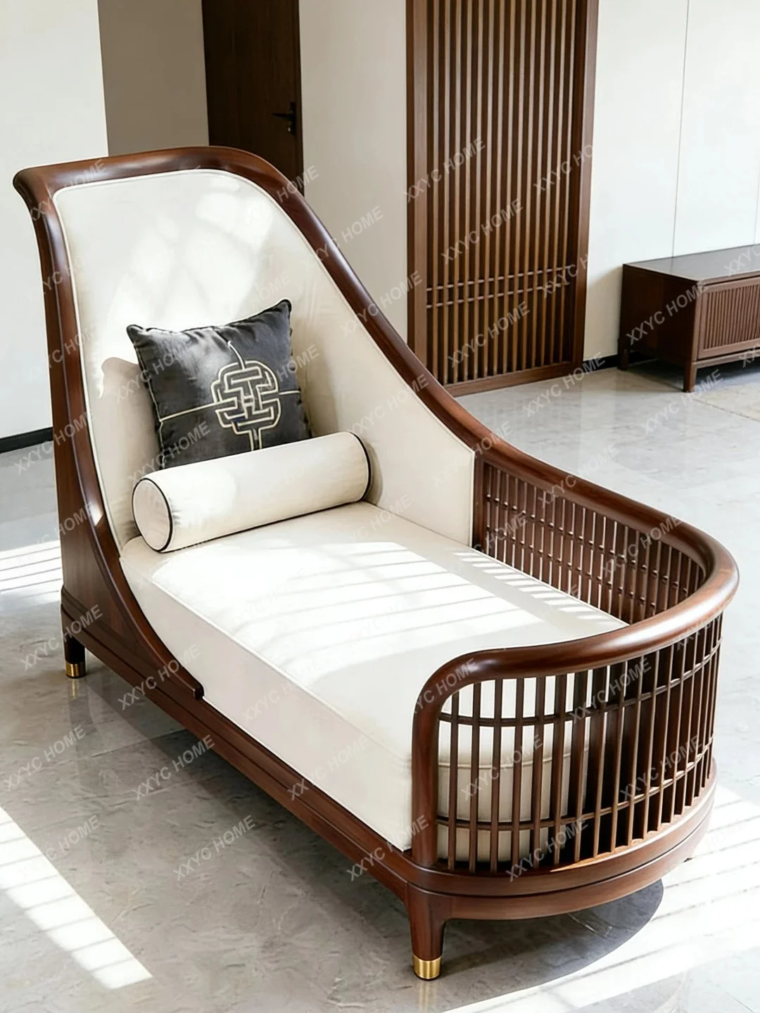 

Concubine recliner Zen beauty couch solid wood fabric single sofa