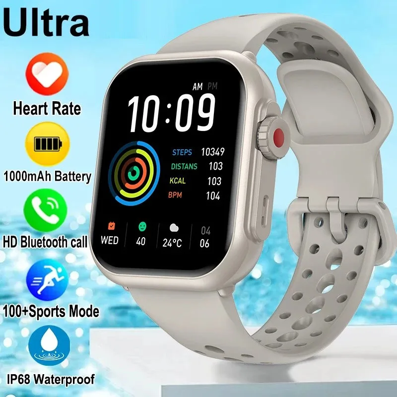 

Новинка 2025 года, 1000 мАч, аккумулятор AMOLED, умные часы, ультра мужские и женские часы с пульсометром, 100 + спортивные HD Bluetooth-вызовы, IP67, водонепроницаемые умные часы