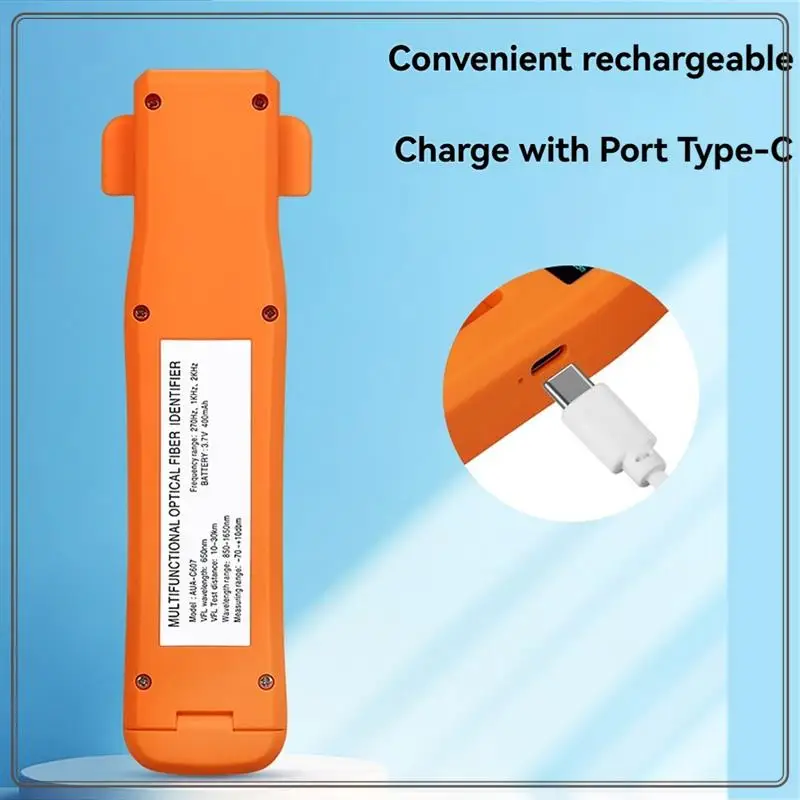 Identificatore di fibra ottica attiva affidabile e ricaricabile Tester per cavi in fibra live Strumento FTTH OFI integrato in OPM/VFL/LED, Ac ricaricabile