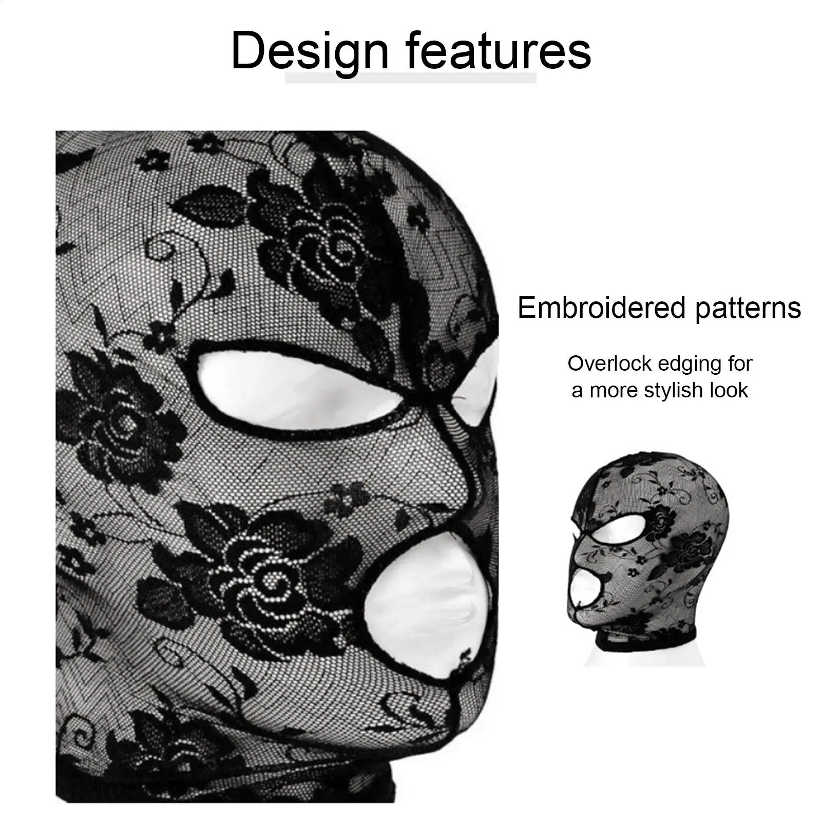 Vintage Lace Face Hood Women Halloween Costume Mask Gothic Cosplay Headpiece Black Hollow Out Veil for Party Photoshoot Prop - view 3