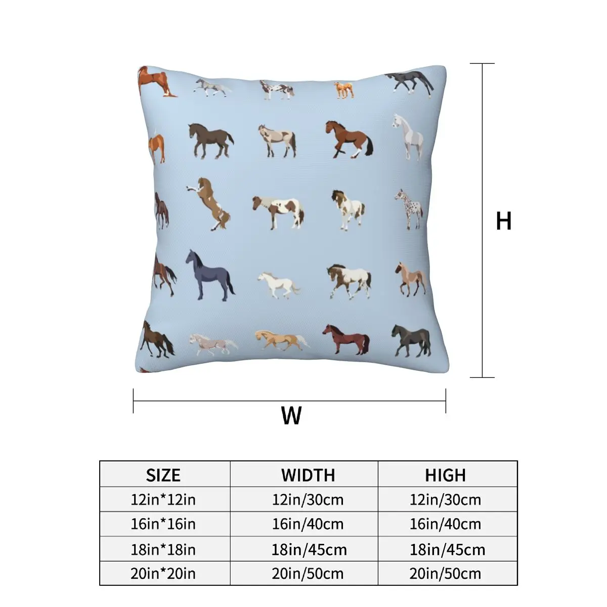 USA Horse Breeds Pattern 2 pcs Square Pillowcase Pillow Cover Cushion Decor Comfort Throw Pillow for Home Living Room