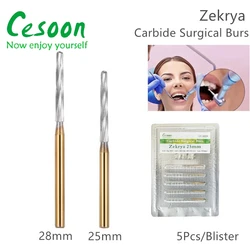 5Pcs/Blister Brocas Endodônticas Zekrya Brocas Cirúrgicas Carboneto Dental 25mm 28mm Para Material De Laboratório De Odontologia De Alta Velocidade Handpiece