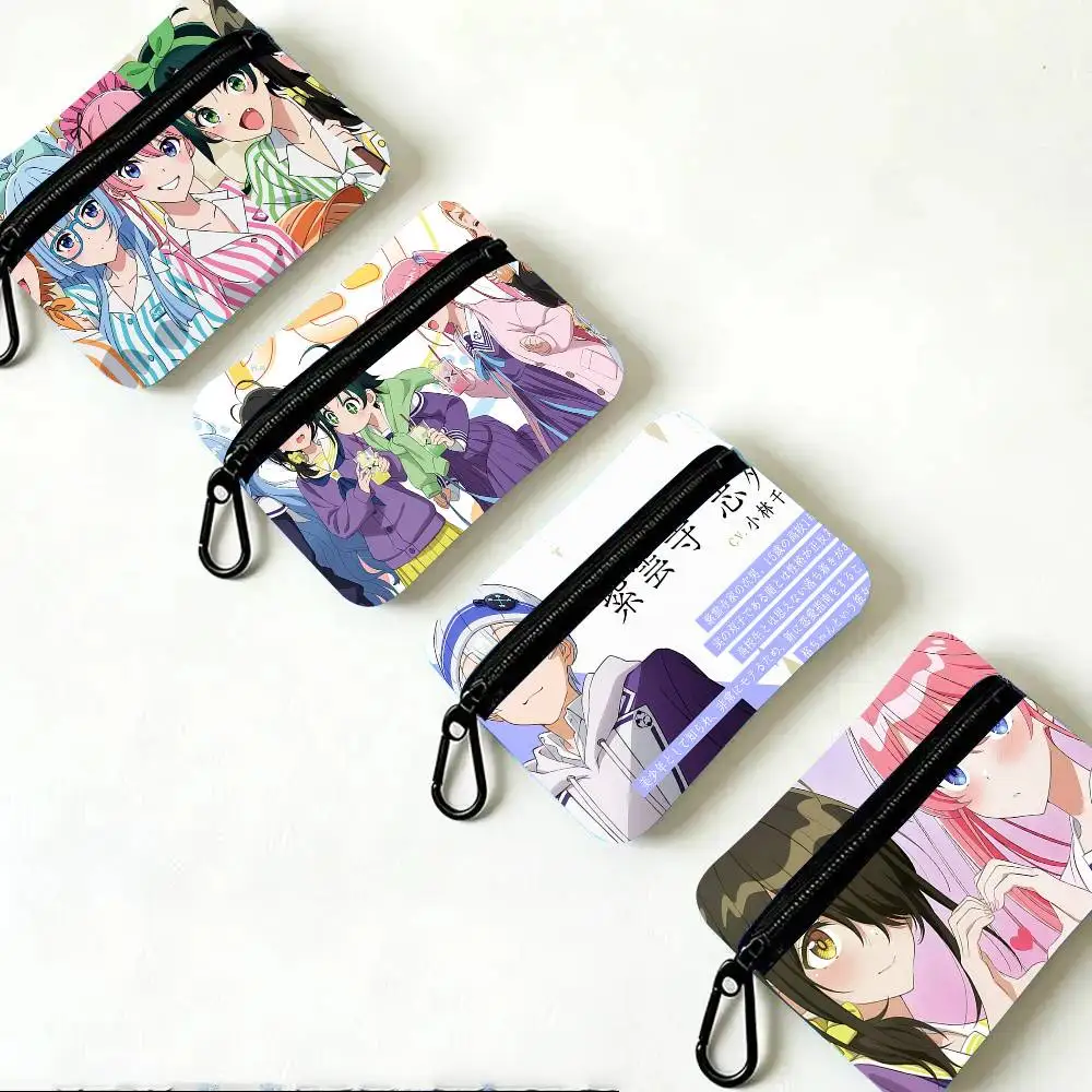 The Shiunji F-Family Children Anime Oxford Fabric Wallet With Zipper Hanging Multifunctional Bag For Credit Cards Keys Coins