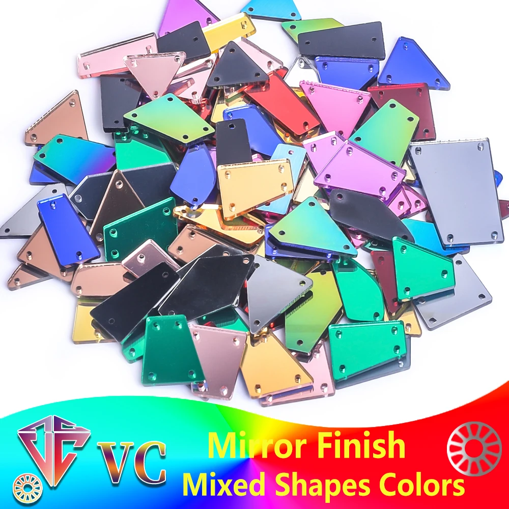 VC Mix Size Clear Crystals Sewing Mirror Rhinestone Applique Flatback Acrylic Strass On Stone for Clothes Needlework