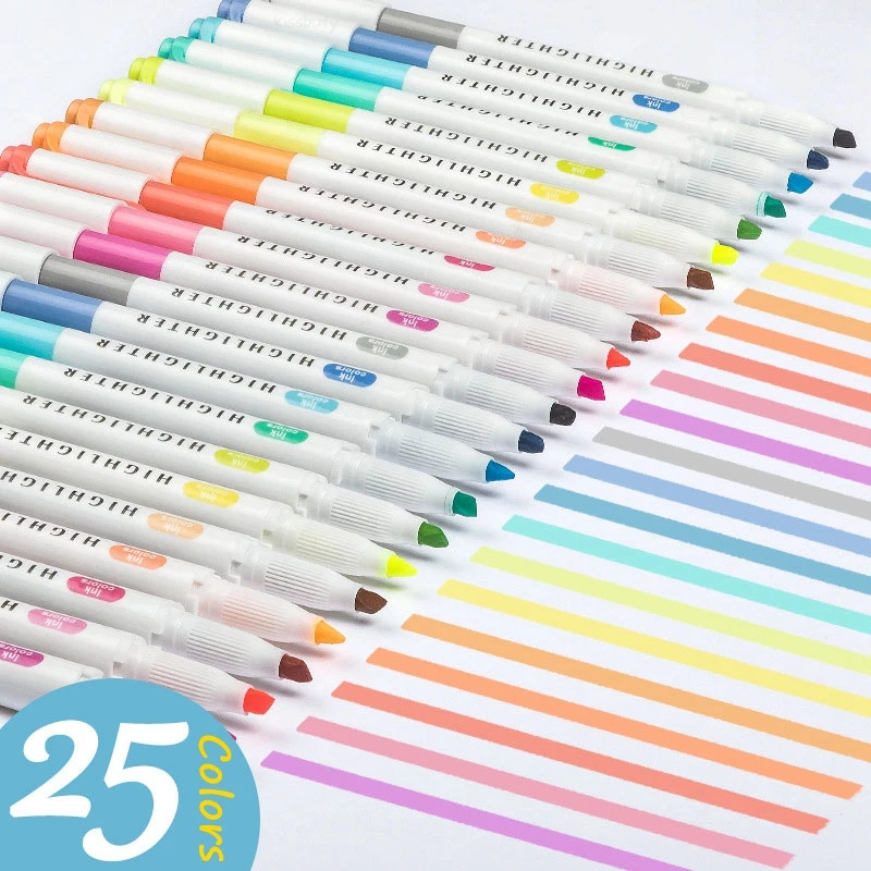Rotuladores artísticos de doble cabeza, rotuladores fluorescentes de colores suaves japoneses Kawaii, papelería escolar y de oficina, 5/10 colores