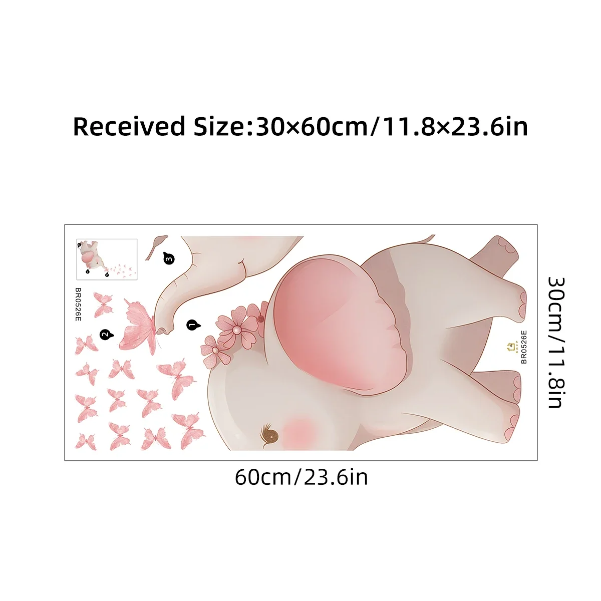 Cartoon Cute Elephant Butterflies Wall Stickers for Kids Room Decor Living Room Wall Decals Bedroom Home Decoration Accessories