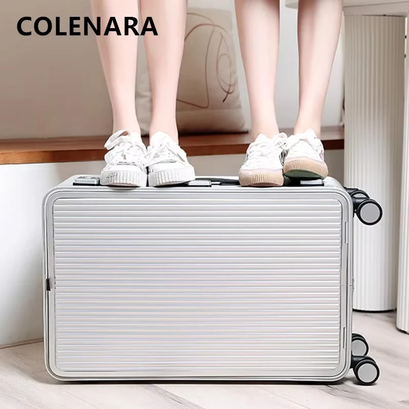 COLENARA حقيبة كاملة سبائك الألومنيوم والمغنيسيوم الصعود صندوق سعة كبيرة حقيبة تروللي بعجلات 20 "24" 26 "28 بوصة رجال الأعمال الأمتعة #4