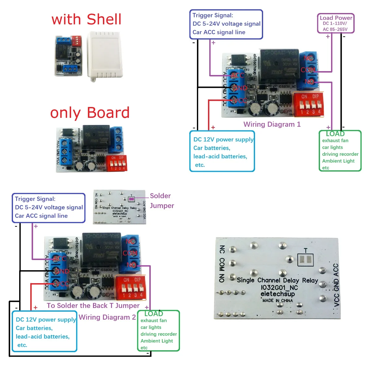 1 Channel Car Delay Power-off Switch Module DC 12V Car Timing NC COM NO Three Contacts Relay