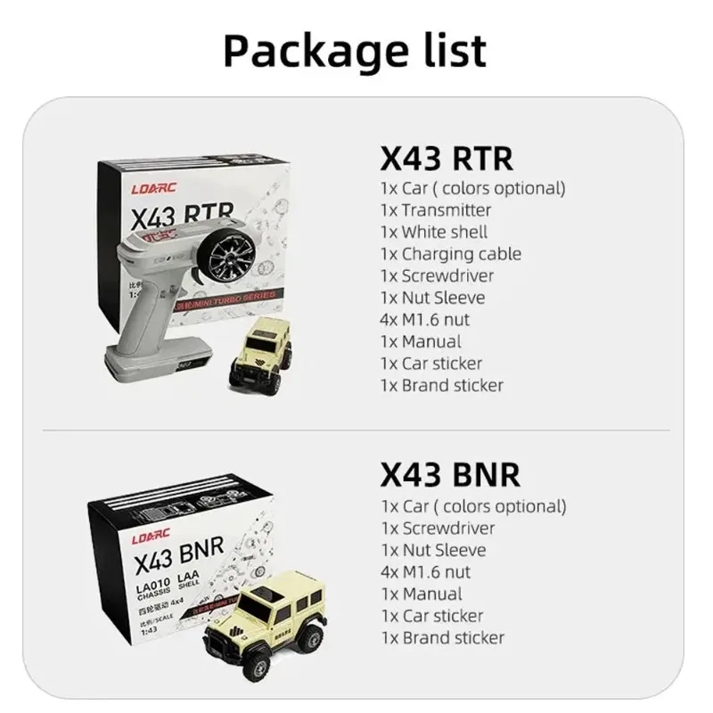 LDARC X43 1/43 سيارة زاحفة صغيرة RC RTR/BNR، لعبة تسلق وسباق داخلية للطرق الوعرة للبالغين والأطفال #6
