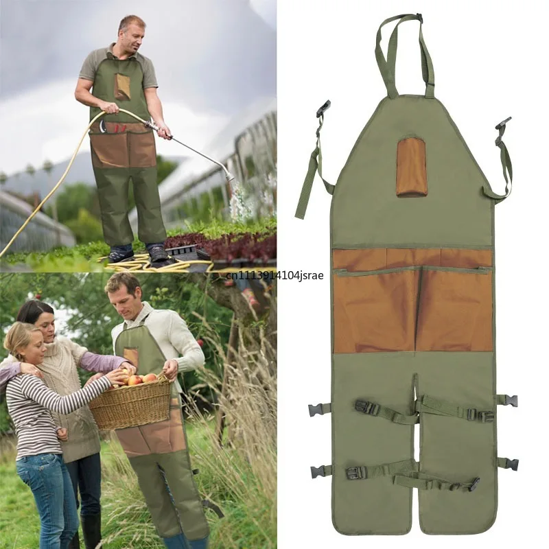 Gardening Apron with Leg Guards, Multi Pocket Anti-dirt Work Apron for Garden Pruning & Fruit Picking, Outdoor