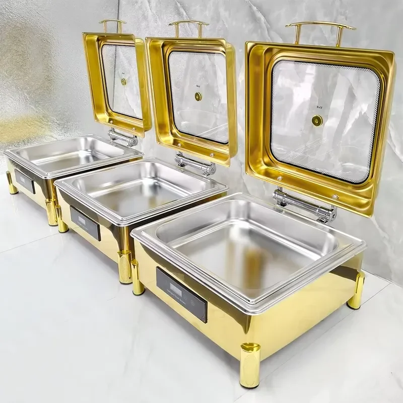Best Selling Hotel & Restaurant Kitchen Equipment Modern Food Warmer Buffet Set Stainless Steel Square Chafing Dishes - view 3