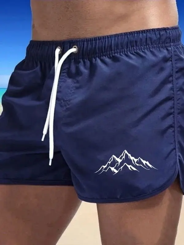 

Quickdrying Sport Printed Beach Pants Men's Thin Short Pants Polyester Fiber Elastic Waist Casual Shorts for Daily Use