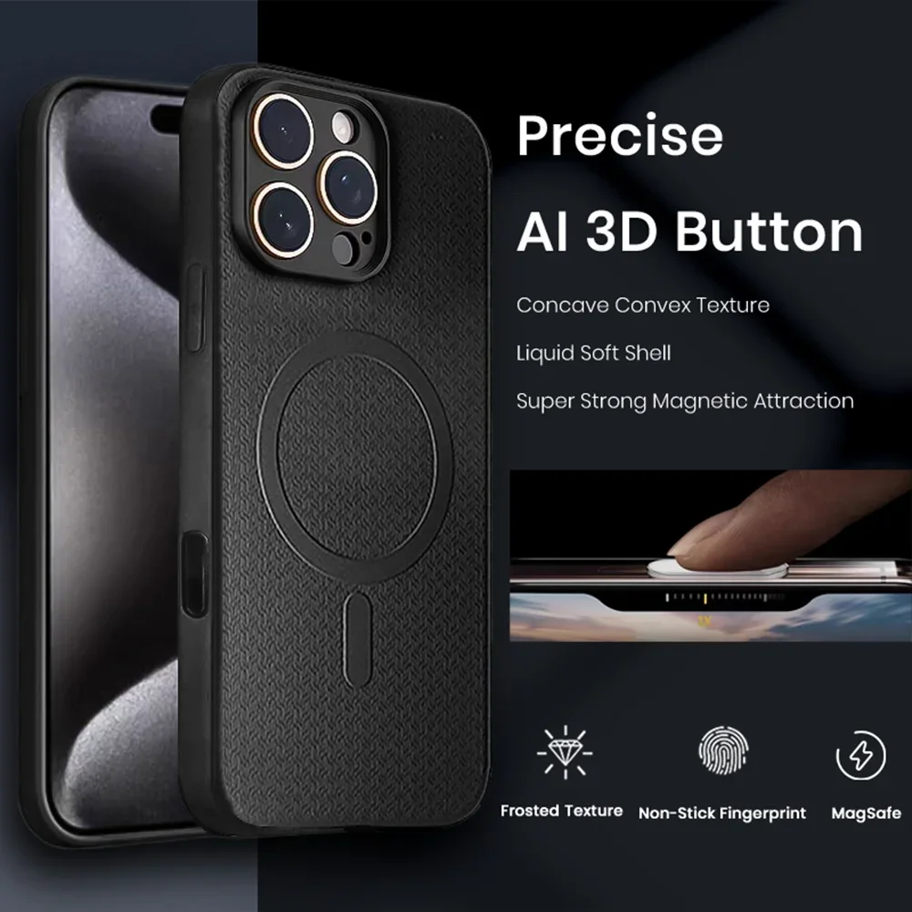 

16 PRO MAX iPhone Case With Camera AI Button Full Package Enhanced Magnetic Cover Absorption Fall Protection Soft Funda