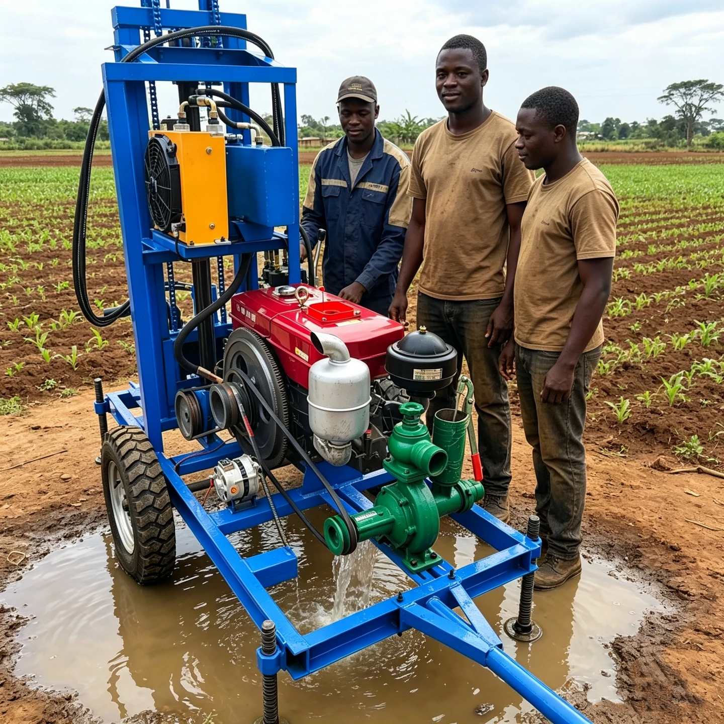 Mini Portable Water Well Drilling Machine Diesel Hydraulic Wheeled Sturdy 100m 200m 300m for Rural