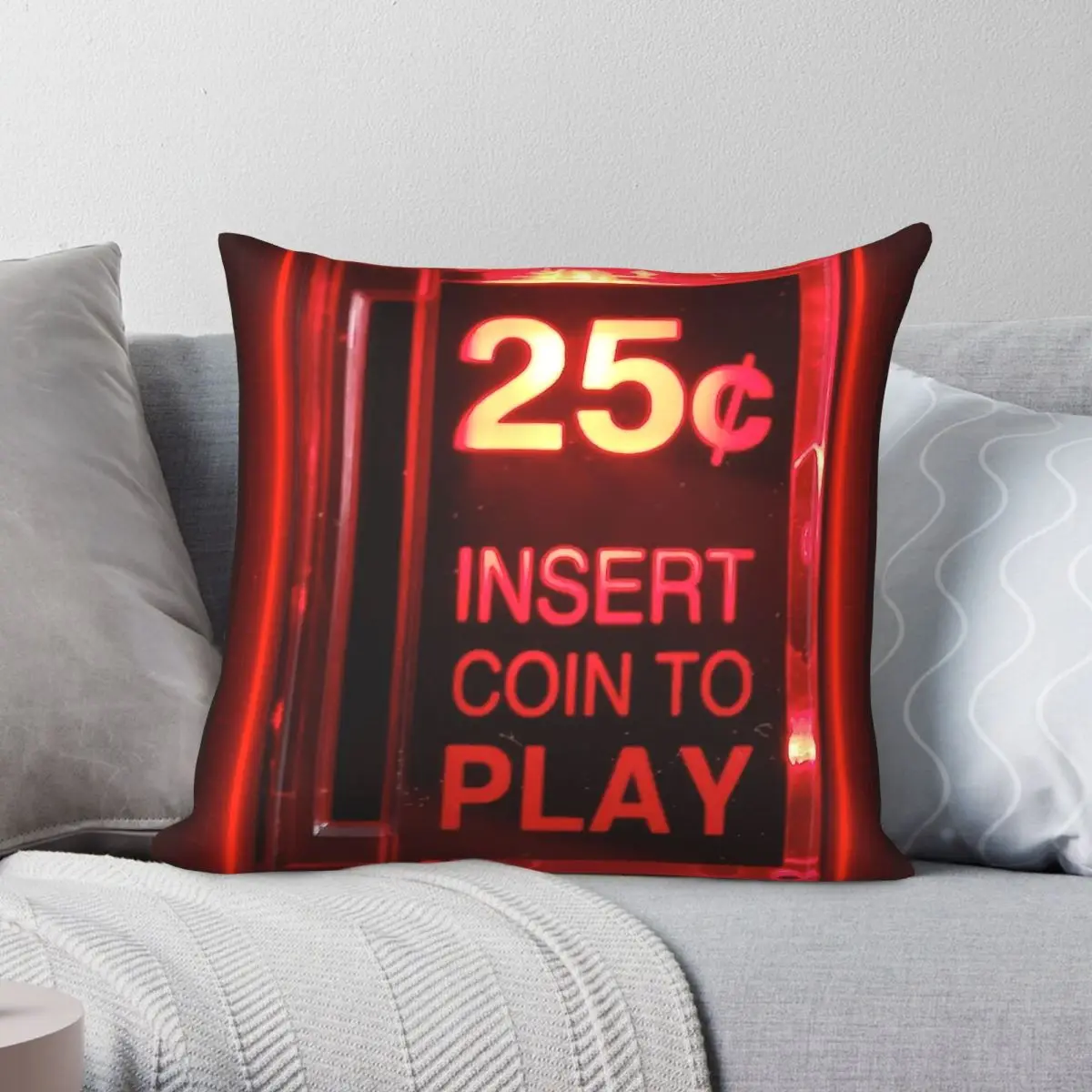 Insert Coin Retro Arcade Square Pillowcase Polyester Linen Velvet Pattern Zip Decor Pillow Case Bed Cushion Cover