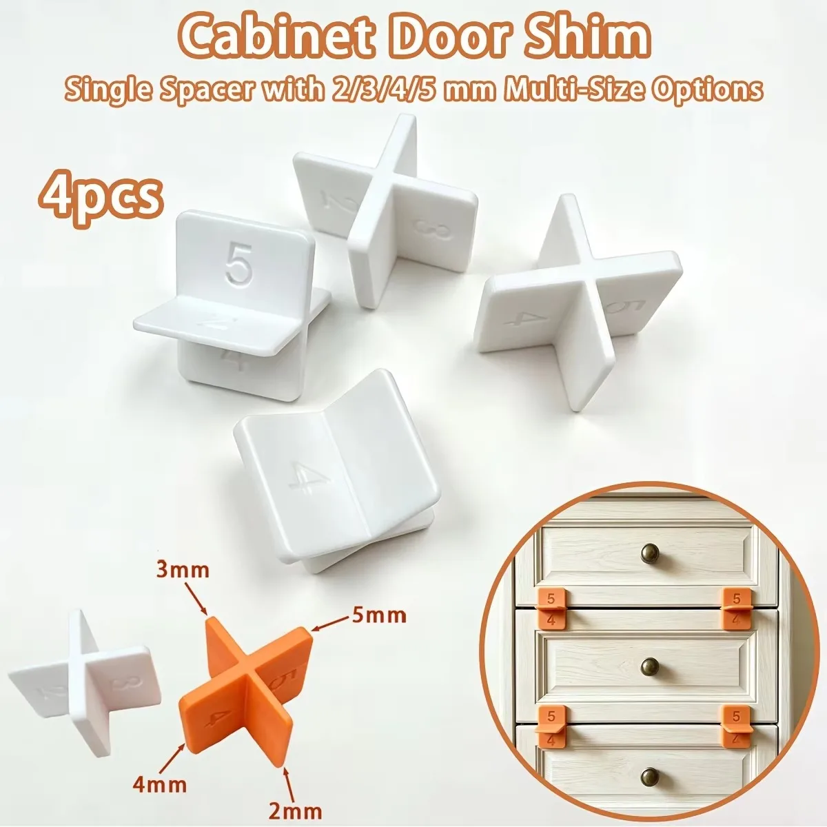 4Pcs Drawer Spacer Set – Cabinet Door Seals, Corner Joints & Brackets. Fits Desks & Common Boards. Easy Install.