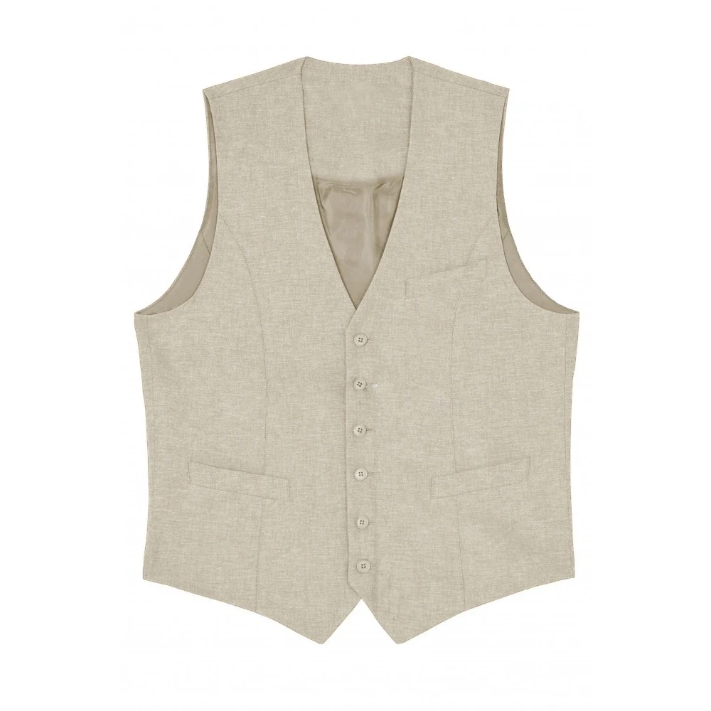 سترة كتان للرجال بدلة صدرية للرجال فستان رجالي جيليه بدون أكمام أنيق للعمل كلاسيكي