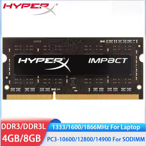 HYPERX Memoria Laptop RAM DDR3 DDR3L 8GB 4GB 1600MHz 1866MHz 1333MHz Memory SODIMM 204Pins PC3-12800 14900 10600 Notebook RAMs