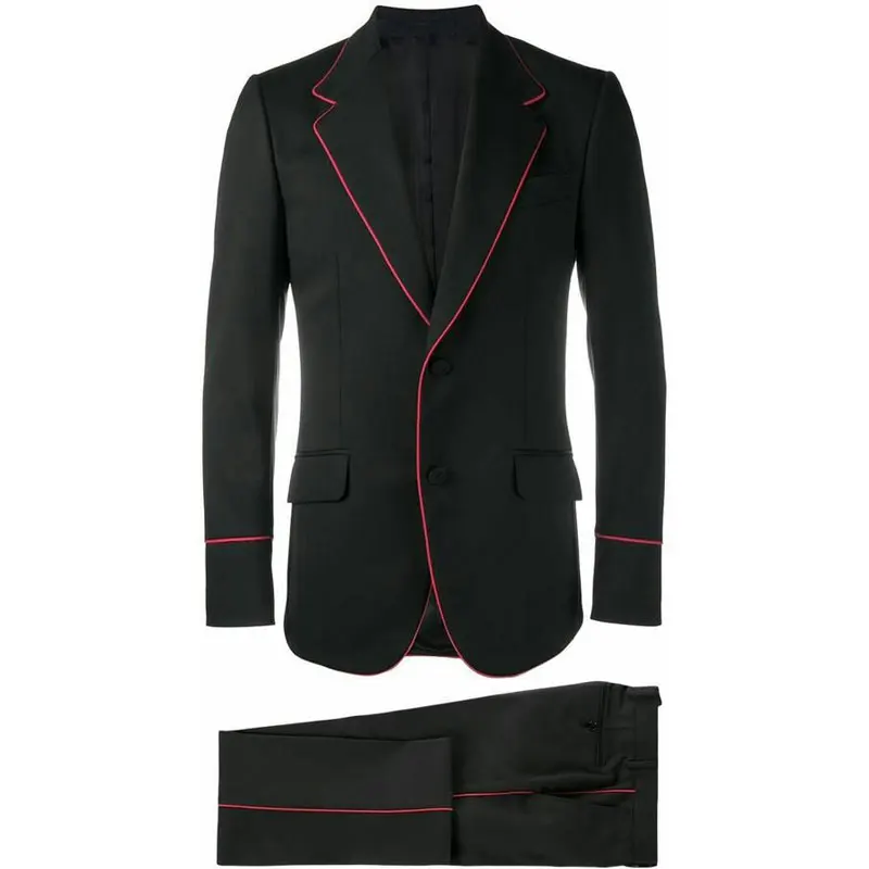 

Custom Made Men Suits Black Two Buttons Groom Tuxedos Notch Lapel Groomsmen 2 Pieces Set ( Jacket + Pants + Bow tie ) D494