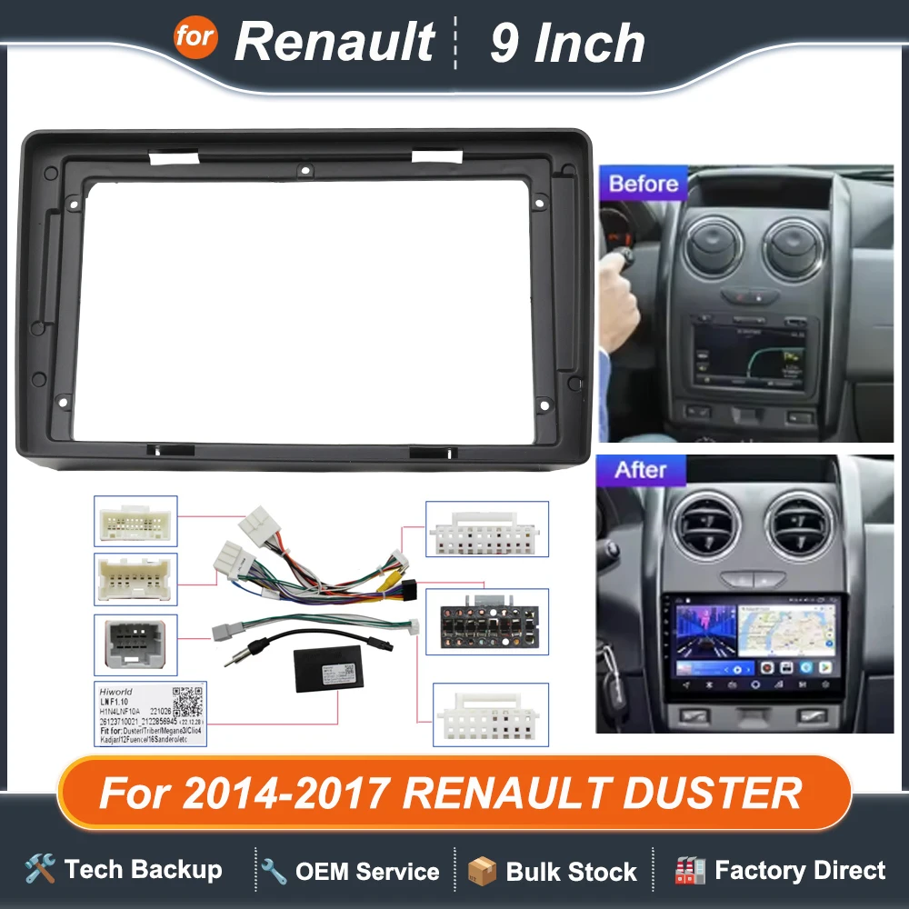 

For 2014-2017 RENAULT DUSTER 9 INCH Car dvd radio Android Host speaker decoder MP3 MP5 fascia audio multimedia fasica frame