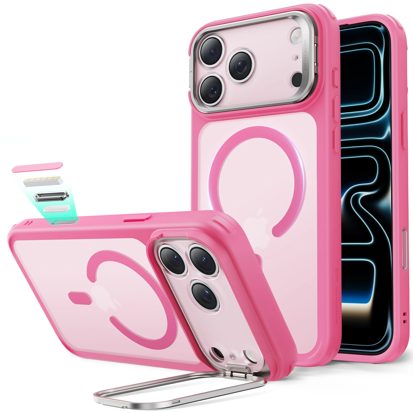 ESR voor iPhone 17/16-serie Magnetische hoes met standaard Militaire drop-camerabediening Beschermhoes voor iPhone Air