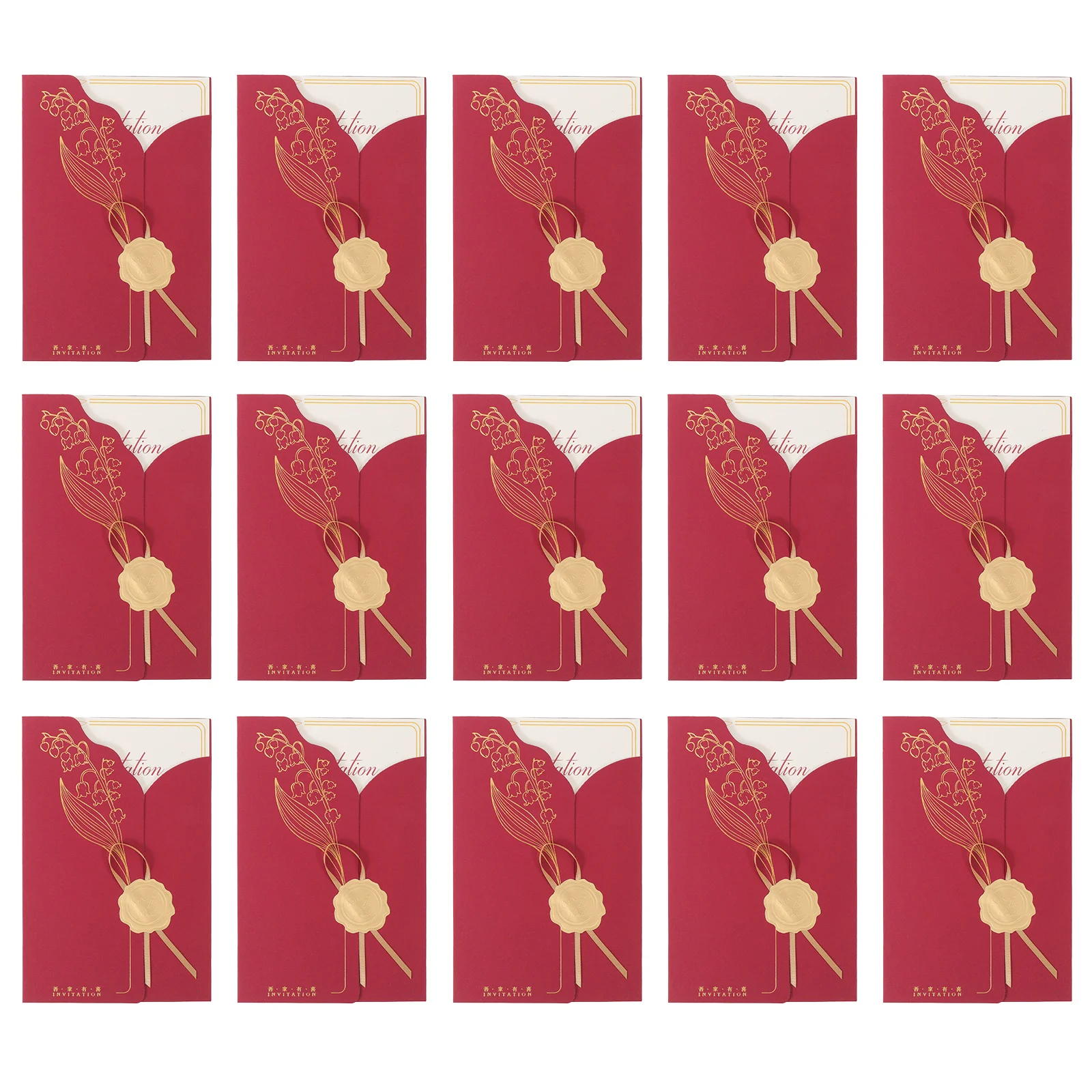 20-teiliges Hochzeitseinladungskarten-Set, Rotgoldfolie, elegantes chinesisches Design, formelles Bankett, Verlobungsfeier, Brautparty, DIY