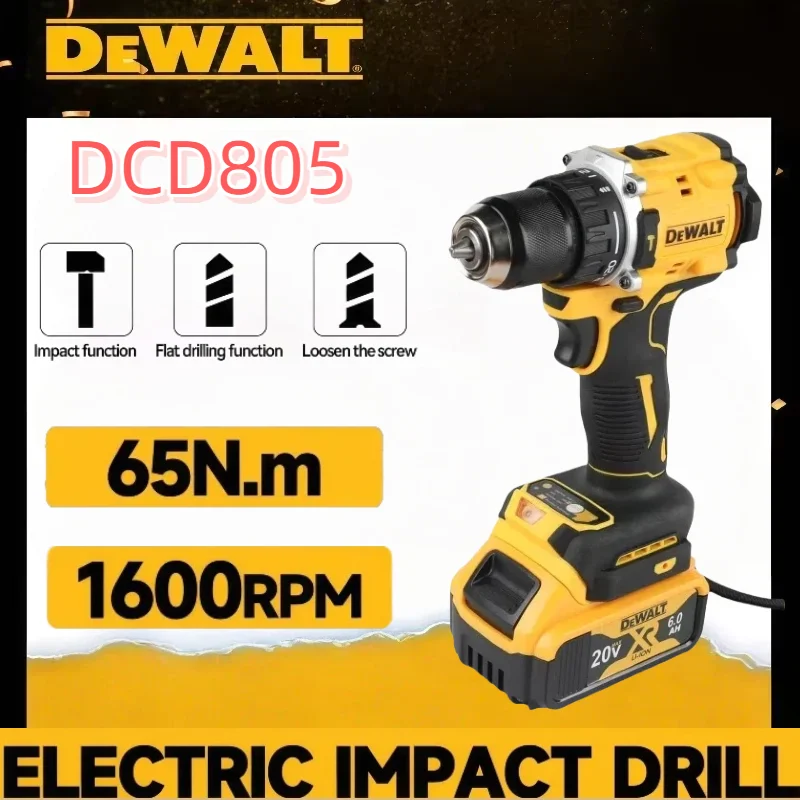 Dewalt  DCD805 Brushless Cordless Impact Drill & Screwdriver - Multi-Function Hand Tool For 18V Battery Power Tool