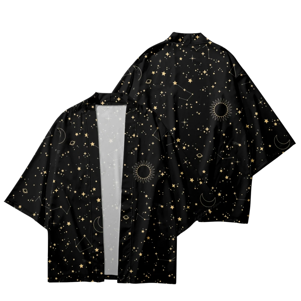 

Men And Women Japanese Kimono Moon Star Space Printing Japanese Casual Loose Thin Coat Asian Kimono Cardigan 11