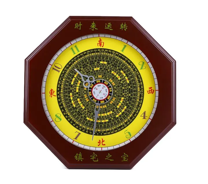 

Mahogany Tai Chi Compass Bagua Clock Compass Clock Feng Shui Wall Clock